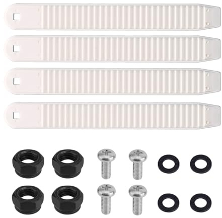 BOXOB 4stk Snowboard Bindung Riemen, 17,5x2,1cm Hohe Elastizität Ersatz für Snowboard-Gurtbindung mit Schrauben Muttern Unterlegscheiben für Schlittschuhe und Sportausrüstung(Weiß)