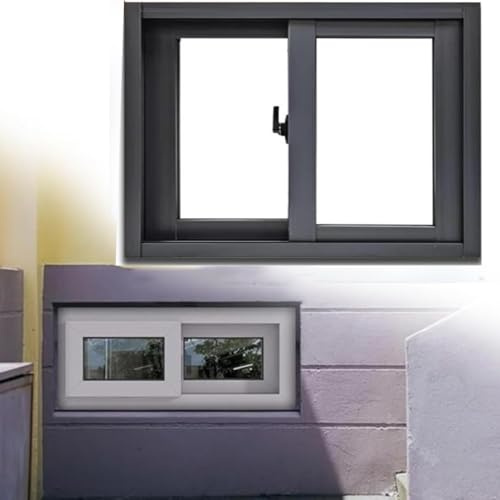 ZIUSFAC Schiebefenster Für Keller Haushaltsfenster Aluminium Ersatzfenster 80×35cm 50×35cm Fenster Kleine Kellerfenster Gehärtetem Glas(Gray,(WxH) 75x45cm/30x18)