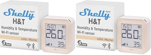 Shelly H&T Gen3 Mokka | WLAN Smart Temperatur- und Feuchtigkeitssensor | Fernsteuerung | Smarte Szenen | Benachrichtigungen | Datenspeicherung | Kein Hub Erforderlich | Alexa & Google Home