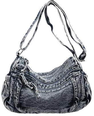 CORIOS Damen Jeans Schultertasche Große Umhängetasche Retro Handtasche Casual Tragetasche Leichtgewicht Henkeltaschen Multifunktionale Shopper Reise Arbeit Alltag Tote Beutel Blau