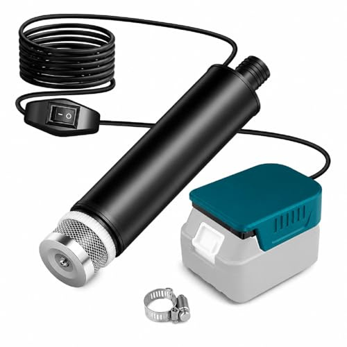 Akku Tauchpumpe 18V, Kabellose Wasserpumpe 30L/min, Fördermenge bis 4,9m, Klein Tragbare Absaugpumpe für Gartenbewässerung, Autowaschen, Keller, Pool & Camping