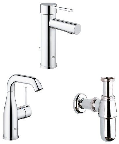 Grohe Essence Einhand-Waschtischbatterie (mit Zugstange, inkl. Waschtischarmatur und Geruchverschluss)