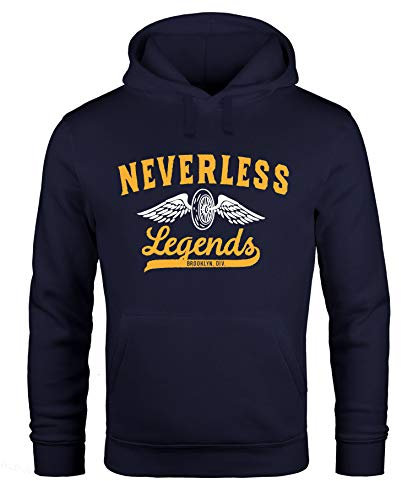 Neverless Hoodie Herren Biker Legends Sweatshirt Kapuze Kapuzenpullover Sweater Männer Navy 4XL