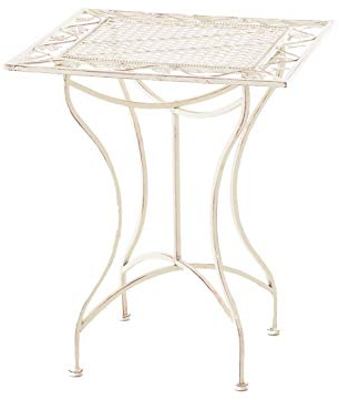 CLP Eisentisch ASINA im Jugendstil I Robuster Gartentisch mit kunstvollen Verzierungen, Farbe:antik-Creme