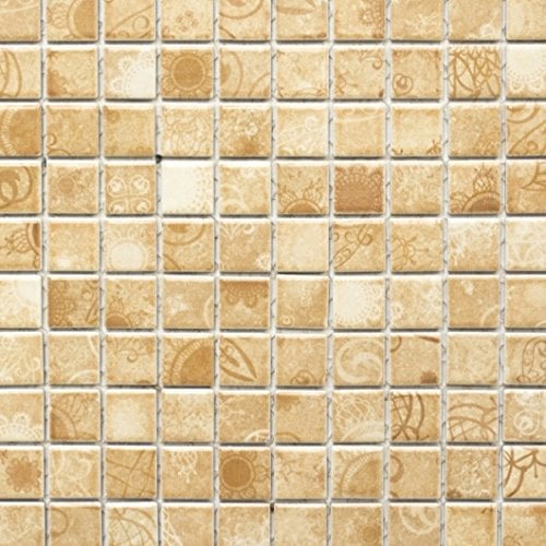 Piastrelle in ceramica effetto mosaico, stile vintage, colore beige, WB18D-1412 per pavimenti, pareti, bagno, doccia, cucina, specchio, rivestimento per vasca da bagno