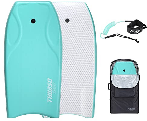 THURSO SURF Bodyboards für Strandpool, 106,7 cm, leichtes PE-Kern, IXPE-Deck, HDPE-Boden, FRP Stringer, Hochleistungs-Körperboard mit doppeltem Drehgelenk, Surfleine und Bodyboard-Tasche Lightning