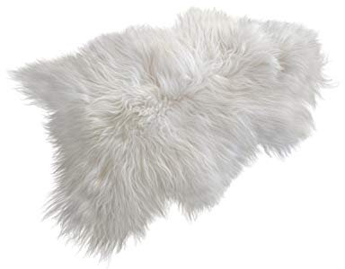 Naturasan Island Lammfell Schaffell, Spitzenqualität, Langhaar Optik, seidig, Lammfell-Teppich ökologisch gegerbt, Deko-Lammfell, ökologisch gegerbt, Naturfell Vorleger Woll-Weiß (90-100 cm)