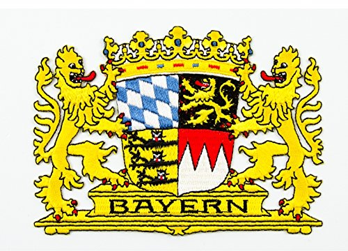 Everflag Patch zum Aufbügeln oder Aufnähen : Bayern mit Wappen und Löwen - Groß
