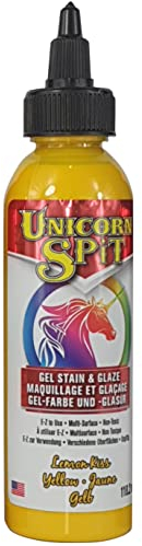 Unicorn SPiT Lemon Kiss 5770004 Gel Stain and Glaze Yellow Water Based Craft Paint 118ml