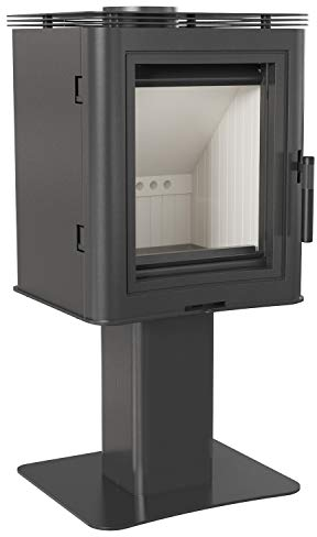 Kratki K5 Holzofen Standfuß 7 kW Ø150 mm – Stahl 8 mm, Deflektor, Air-wash System, Ökodesign, ästhetische Autonomie mit Holzfach