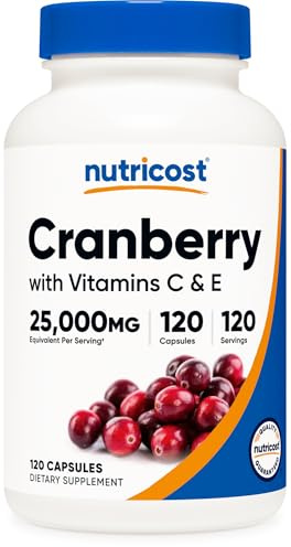 Nutricost Cranberry Extract 120 Capsules for 120 Servings Per Bottle - with Vitamin C & Vitamin E. Vegan, Gluten Free