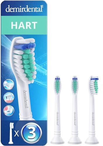 3er demirdental Harte Aufsätze passend für Philips Sonicare Ersatzbürsten, Hart, Intensive Reinigung, Weiß, entspricht HX7033 HX7034