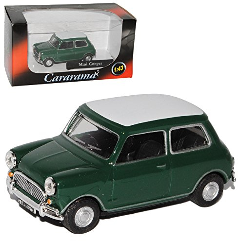Cararama Mini Cooper altes Ur Modell Grün mit weißem Dach 1959-2000 1/43 Modell Auto