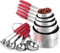 Misurini Dosatori e Cucchiai Set: U-Taste 18/8 Dosatore Misurino Cucchiaio in Acciaio Inossidabile, 10 Pezzi per la Cottura in Cucina, Manico a Spessore Migliorato (Rosso)