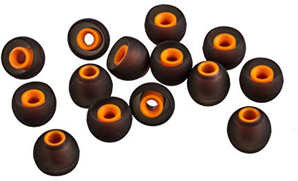Xcessor (L 7 Pairs (14 Pieces) of Silicone Replacement In Ear Earphone Large Size Earbuds. Replacement Ear Tips for Popular In-Ear Headphones. Black/Orange