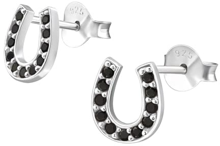 Monkimau Mädchen Ohrringe Hufeisen Glücksbringer Ohrstecker aus 925 Sterling Silver echt Silber mit 22 Kristallen