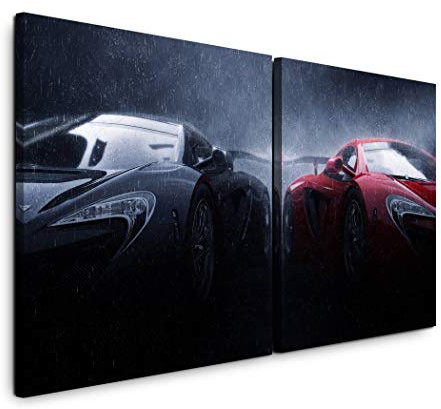 Paul Sinus Art GmbH Autos 120x60cm - 2 Wandbilder je 60x60cm Kunstdruck modern Wandbilder XXL Wanddekoration Design Wand Bild