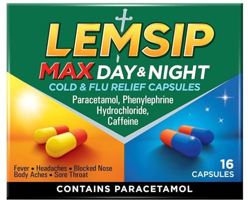 Lemsip Max Day & Night Capsules Paracetamol Cold and Flu 16s