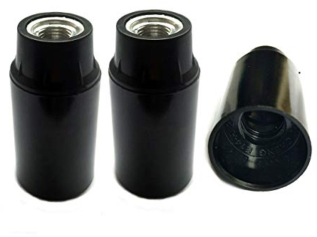 Finelled E14 kleine ES-Sockel, schwarz, schlüssellos, Phenol-Sockel, E14-Sockel, Lampenfassung, Lampenfassung (3er-Pack)