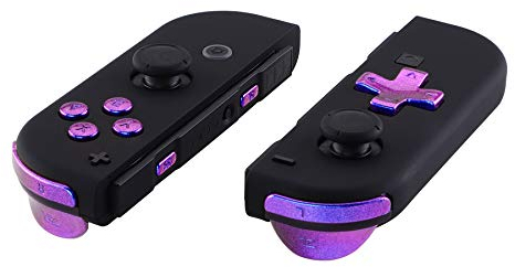 eXtremeRate Botones de D-pad Versión para Nintendo Switch y Oled, Teclas de ABXY Dirección SR SL L R ZR ZL Gatillos, Resorte para Joycons (Compatible con eXtremeRate D-pad Carcasa) - Azul a Violeta