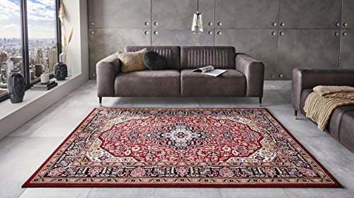 Nouristan Mirkan Orient Teppich – Wohnzimmerteppich Orientalisch Kurzflor Vintage Orientalischer Teppich für Esszimmer, Wohnzimmer, Schlafzimmer – Rot, 200x290cm