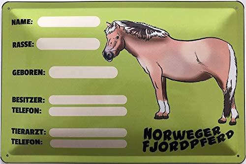 Deko7 Blechschild 30 x 20 cm Schild für den Stall - Norweger Fjordpferd