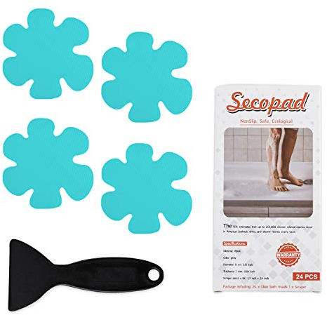 Secopad Anti-Rutsch Aufkleber 24 STK Sicherheitsstreifen für Badewanne, Klebende Sticker mit Premium Schaber für Badewanne, Dusche, Treppe (Blau)