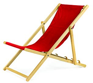 Liegestuhl klappbar aus Holz - 2er Set rot Leichte Klappliege - Faltbare & verstellbare Sonnenliege für Garten, Strand & Balkon - Gartenliege mit Atmungsaktiv Stoffbezug - Mischgewebe