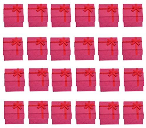 TOYANDONA 24Pcs 4 * 4 * 3 Cm Bogenknoten Stil Ohrring Armband Halskette Schmuck Aufbewahrungsboxen Geschenkboxen Fälle Veranstalter (Rot)