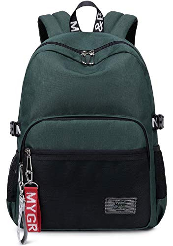 Mygreen Rucksack Damen Schulrucksack Mädchen Teenager Laptop Rucksack Daypack für 14 Zoll Laptop, wasserdichte Tasche für Universität Schule City Reisen Armeegrün