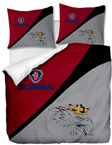 OliveSleep Bettwäsche-Set mit Bettbezug und Kissenbezügen, Motiv: Scania, 200 x 200 cm, 65 x 65 cm, 2,Multi 22