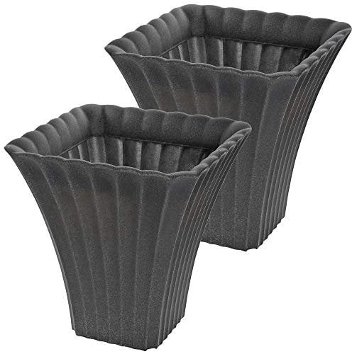 Vaso per fiori quadrato alto effetto cemento per interni ed esterni (grigio chiaro, 2)