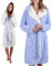 Betz Bademantel mit Kapuze Wende Saunabademantel Wellness KIEL für Damen und Herren Größe S-M hellblau-creme