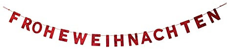 Riffelmacher 12458 - Girlande Frohe Weihnachten, Größe 190 x 10 x 0,7 cm, Rot, Hänge-Deko, Buchstaben-Girlande, Schriftzug, Dekoration, Weihnachten