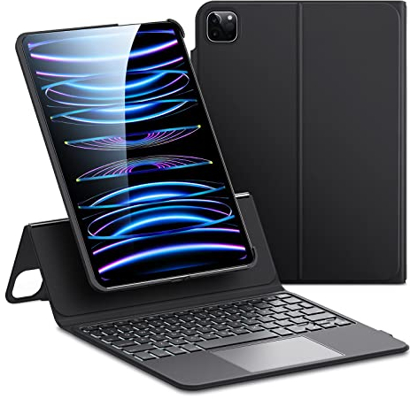 ESR für iPad Air 11 Zoll (M3/M2, 2025/2024), Pro 11 (2022/2021/2020/2018), Air 5th/4th Tastatur Hülle mit Trackpad, Magnetisch Abnehmbare Keyboard, Hoch-/Querformat, Schwarz