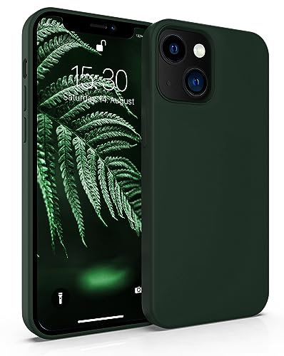 MyGadget Custodia per iPhone 13 - Hardcase con Strato Microfibra & Cover Silicone Resistente - Protezione Antigraffio & Antiurto - Verde Oliva