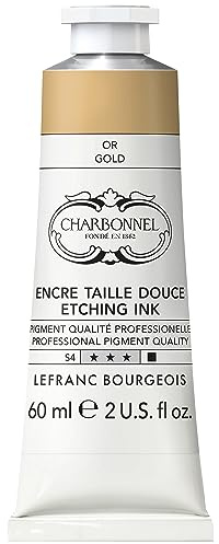 Charbonnel Kupferdruckfarben, hochpigmentierte Tiefdruckfarbe, ausgezeichnete Lichtechtheit, Vegan, lebendige Farben, alterungsbeständig, 60ml Tube - Gold