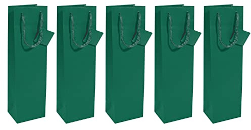 SIGEL Flaschen Geschenktüten aus Papier opalgrün matt 35 x 10 cm 5er Set | GT502/5, für Flaschenpräsente mit hochwertiger matter Optik