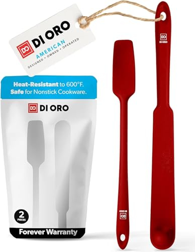 DI ORO Silicone Blender & Jar Spatulas - Rubber Spatulas Silicone Heat Resistant - Kitchen Spatulas Nonstick Cookware Safe - Silicone Utensil Set for Cooking, Mixing, Baking, & Scraping (2pc, Red)