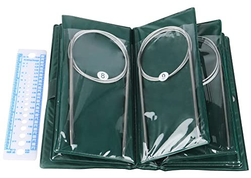 Aeelike Circular Knitting Needles 100cm Long, Stainless Steel Round Knitting Needles Set with Case and Needle Gauge, 40 inch Metal Fixed Circular Needles for Knitting Blankets Jumper and Large Project