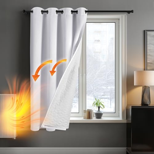 Deconovo Vorhang Verdunklungsvorhang Thermo Vorhänge gegen Kälte Vorhang Wärmeisolierend Tür Thermo Gardinen mit Ösen Winter Wärmehaltung Raumtrenner, 138x132(HöhexBreite), Silber Grau, 1 Stück