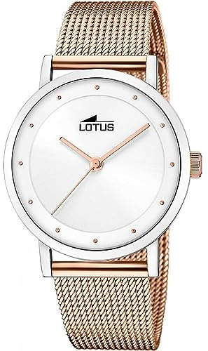 LOTUS Montre Femme Analogique Acier Inoxydable 316L Rose - Mouvement Quartz - Verre Minéral Haute résistance - Étanche 5 ATM 18878/2 - Minimalist for Her
