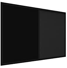 ALLboards Kombitafel 2 in 1 Schwarze Magnetische Kreidetafel & Schwarz Kork-Pinnwand 90×60cm Holzrahmen Schwarz Lackiert, Korktafel Schwarze Magnetische Kreidetafel