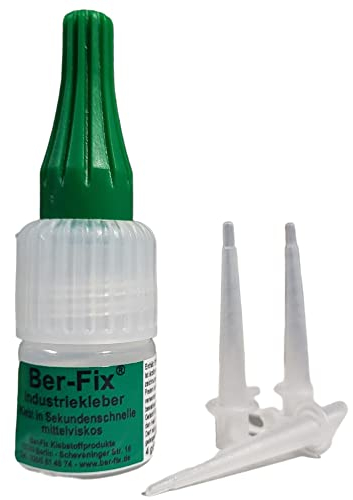 Ber-Fix Industriekleber mittelviskos (100 mPas) 4g leicht dickflüssig + Fein Spitzen universell einsetzbar für Industrie und Heimwerker extra stark für Kunststoff Metall Holz PVC Gummi Keramik