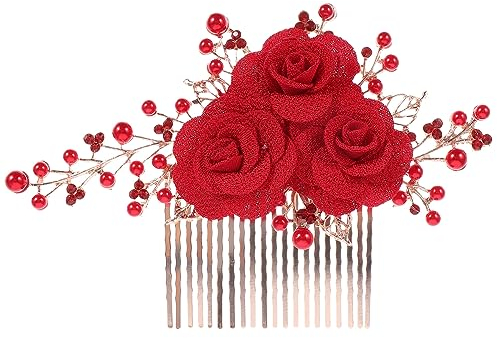 LALAFINA Roter Hochzeit Haarkamm Braut Haarnadel Kristall Haarschmuck Für Bräute Mädchen