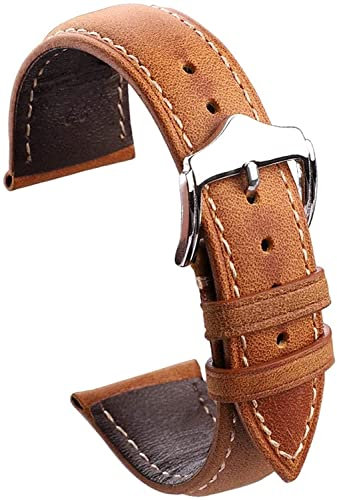 ZEDARO Leder Uhrenarmband Vintage Armband Uhrenarmbänder 18 20 22 24mm Blau Gelb Grün Damen Herren Echtes Leder Uhrenarmband Gurt Gürtelschnalle