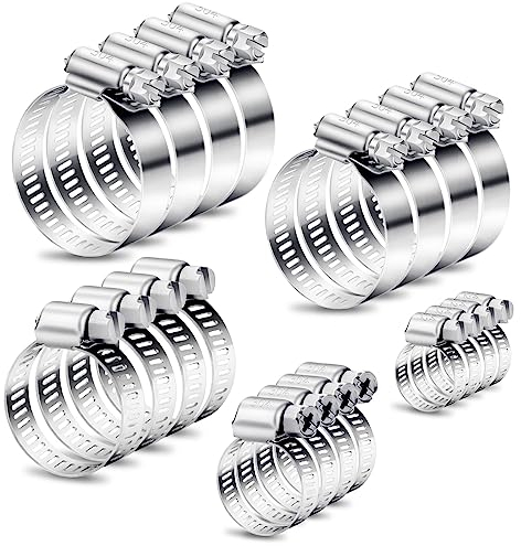 20 Stück Schlauchschellen Set 8-51mm Edelstahl Schlauchschelle Einstellbare Schlauchklemme Robuste Rohrschellen Vielseitige Schellen Kit für Wasserrohr Garten Haus Gas Rohr Automobil-Tubing Teich