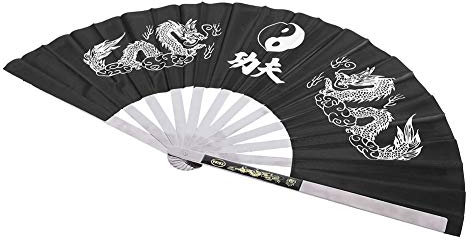 Kampfsport-Fan Tessen Fan Waffe Edelstahl Nylon Edelstahl Tai Chi Kampfsport Kung Fu Dan Practi Training Performan Fan Blau (Schwarz)
