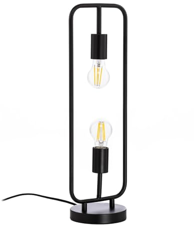 Lucande Tischlampe 'Tornike' (Design, Modern) in Schwarz aus Metall u.a. für Wohnzimmer & Esszimmer (2 flammig, E27) - Designer Tischleuchte, Schreibtischlampe, Nachttischlampe, Wohnzimmerlampe