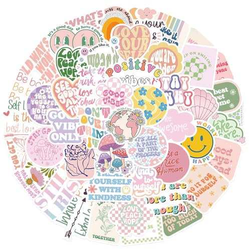 100 Danish Pastel Stickers - Colorful Aesthetic, Waterproof Vinyl, Cute Preppy Stickers for Teens, Girls, Adults - DIY Craft